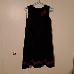 Hanna Andersson size 10 black velvety dress with tulle ribbon flowers